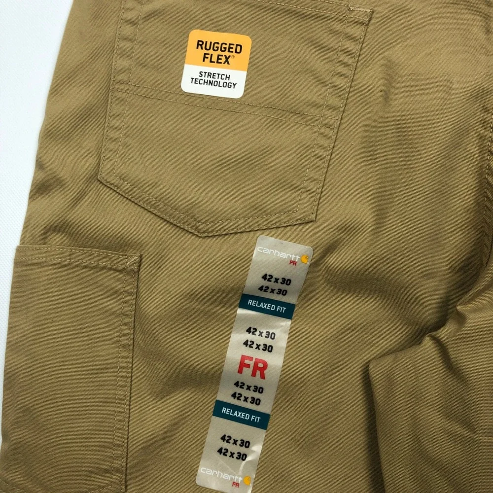 Carhartt FR Rugged Flex Relaxed Fit Work Pants Khaki 42x30 104204 CAT 2